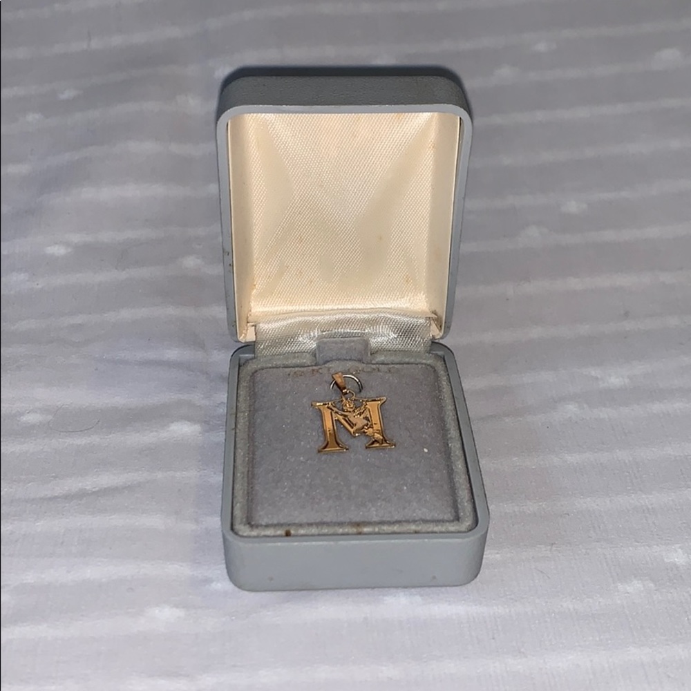 10K M Letter Monogram Angel Cherub Charm/Pendant